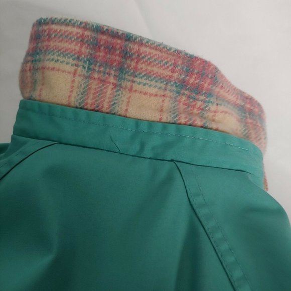 Vintage Woolrich USA Woman Medium Coat Jacket Teal Pink Wool Lined Collar Winter - Picture 7 of 9
